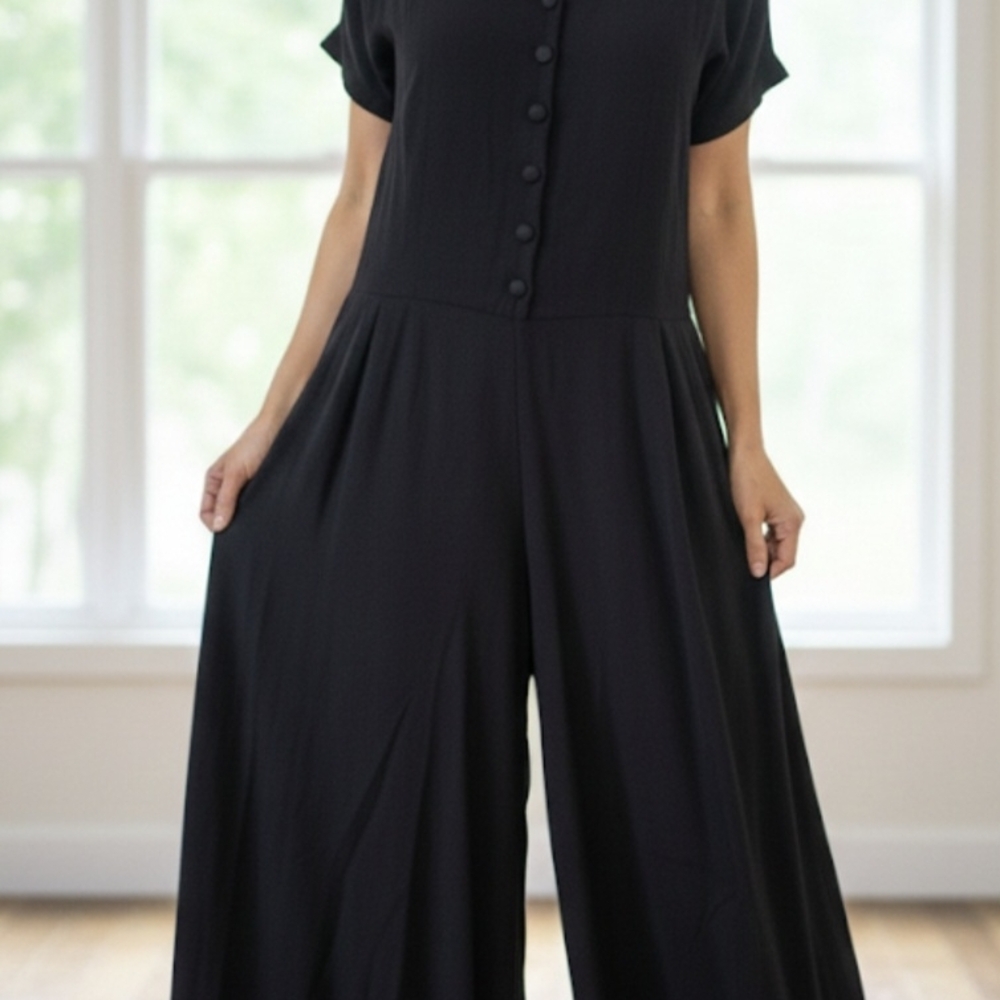 Women's Black Wide-Leg Jumpsuit
